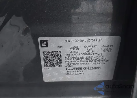 2019 Chevrolet Sonic Premier Auto from USA, damaged, VIN 1G1JF5SBXK4124960